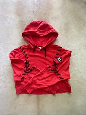 Ivy Park Red Cropped Hoodie With Laces